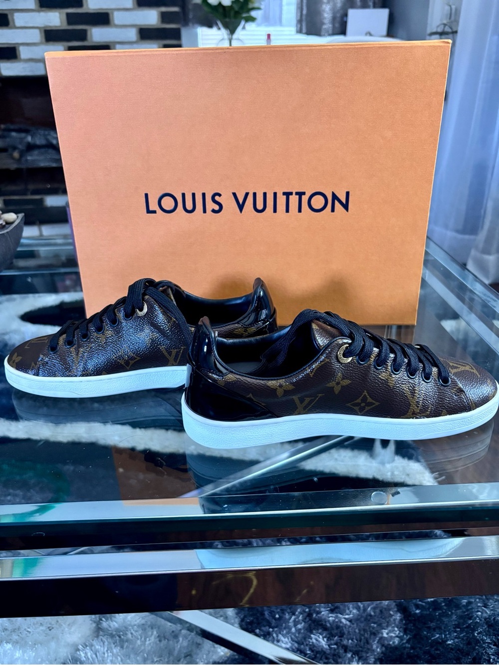Louis Vuitton Men’s Brown Monogram Low-Top Sneakers with White Soles